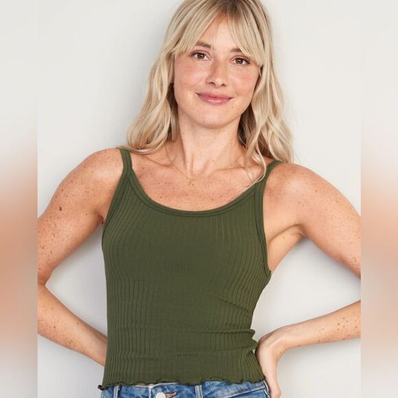 ‎Old Navy Fitted Cropped Rib-Knit Cami Top For Women - Picture 1 of 6